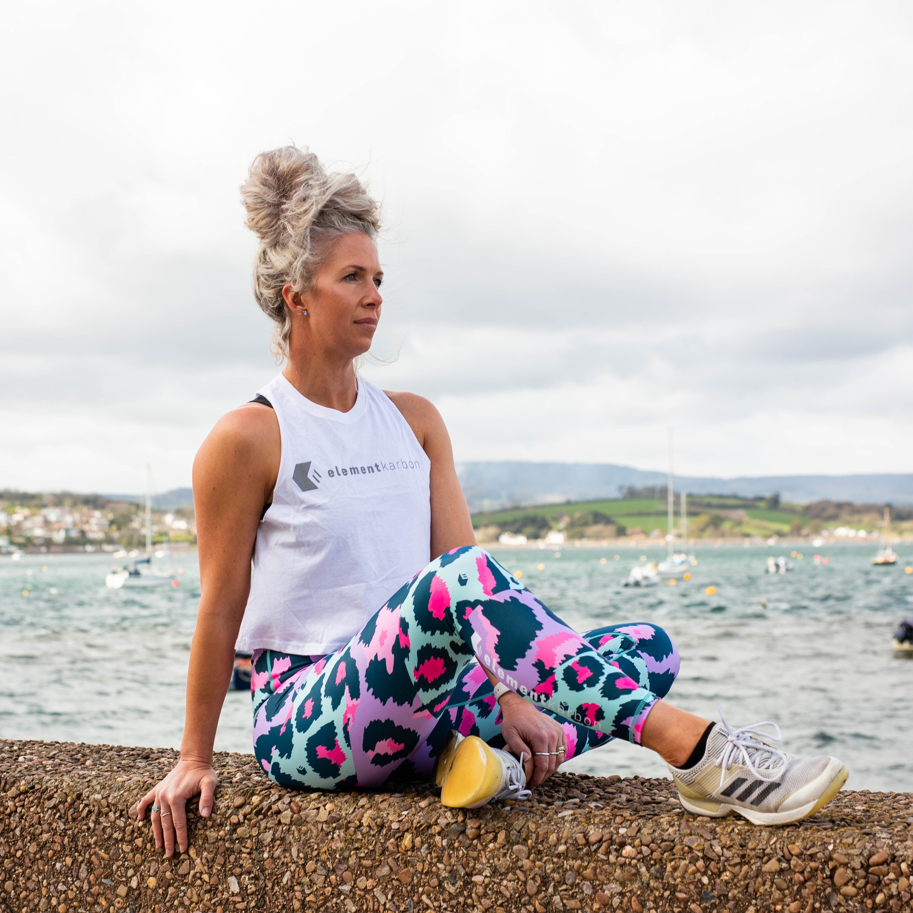 Cheetarah Leggings Mint/Purple Leggings near the beach