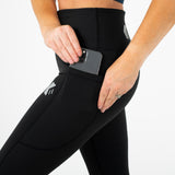 Performance Black Leggings with thigh pocket