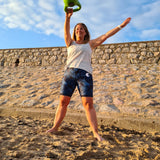 Midnight Blue Leaf Shorts on Exmouth Beach