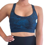 Midnight Blue Hexagon Sports Bra
