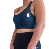 Midnight Blue Hexagon Sports Bra