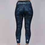 Rear view of leggings in Midnight Blue Hexagon