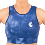 Tie Dye High Neck Sports Bra Denim/Indigo