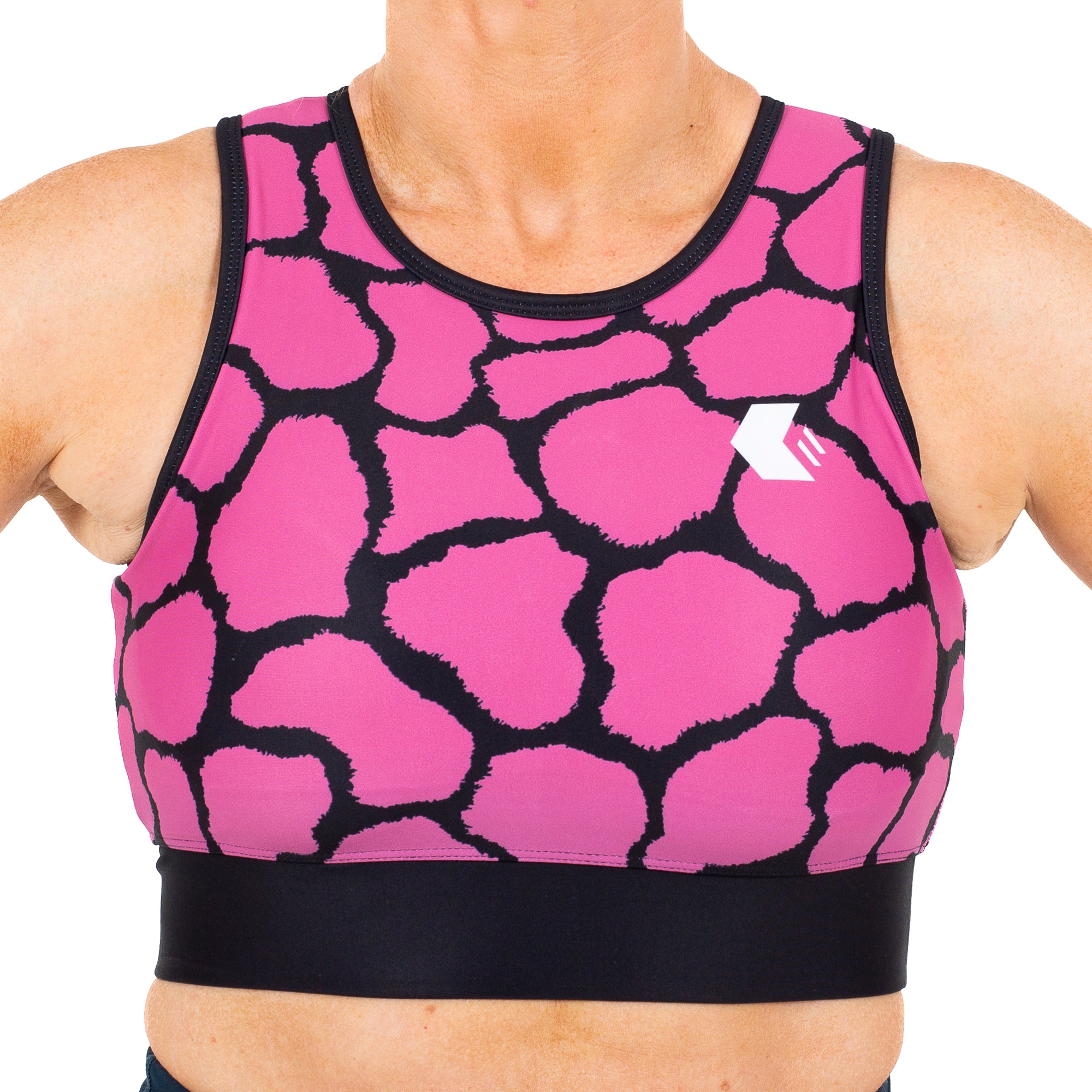 Goddes Raspberry Bra Giraffe Ombre High Neck Sports Bra Raspberry/Stone – QMS. LONDON LTD