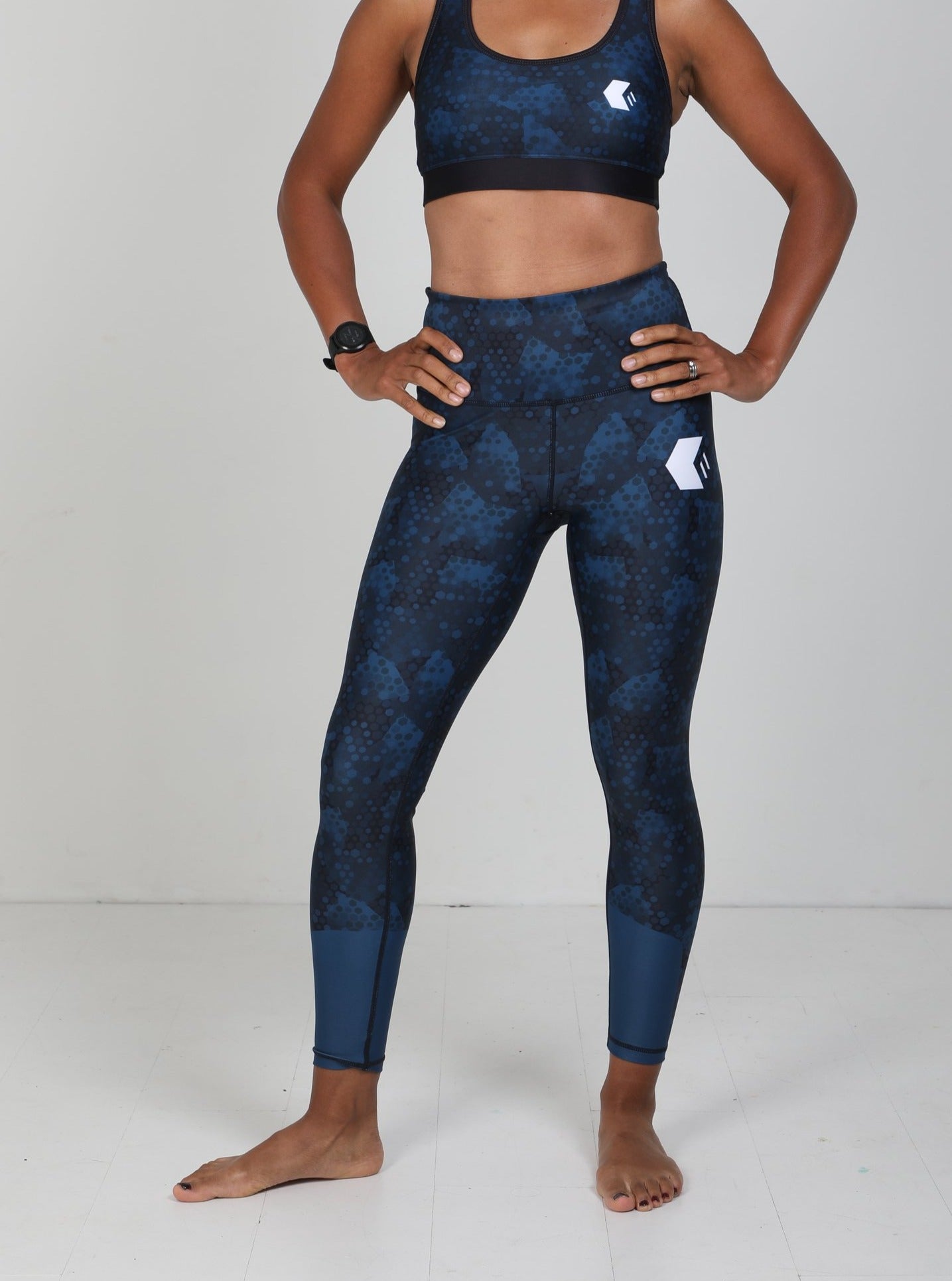 Midnight Blue Hexagon Leggings
