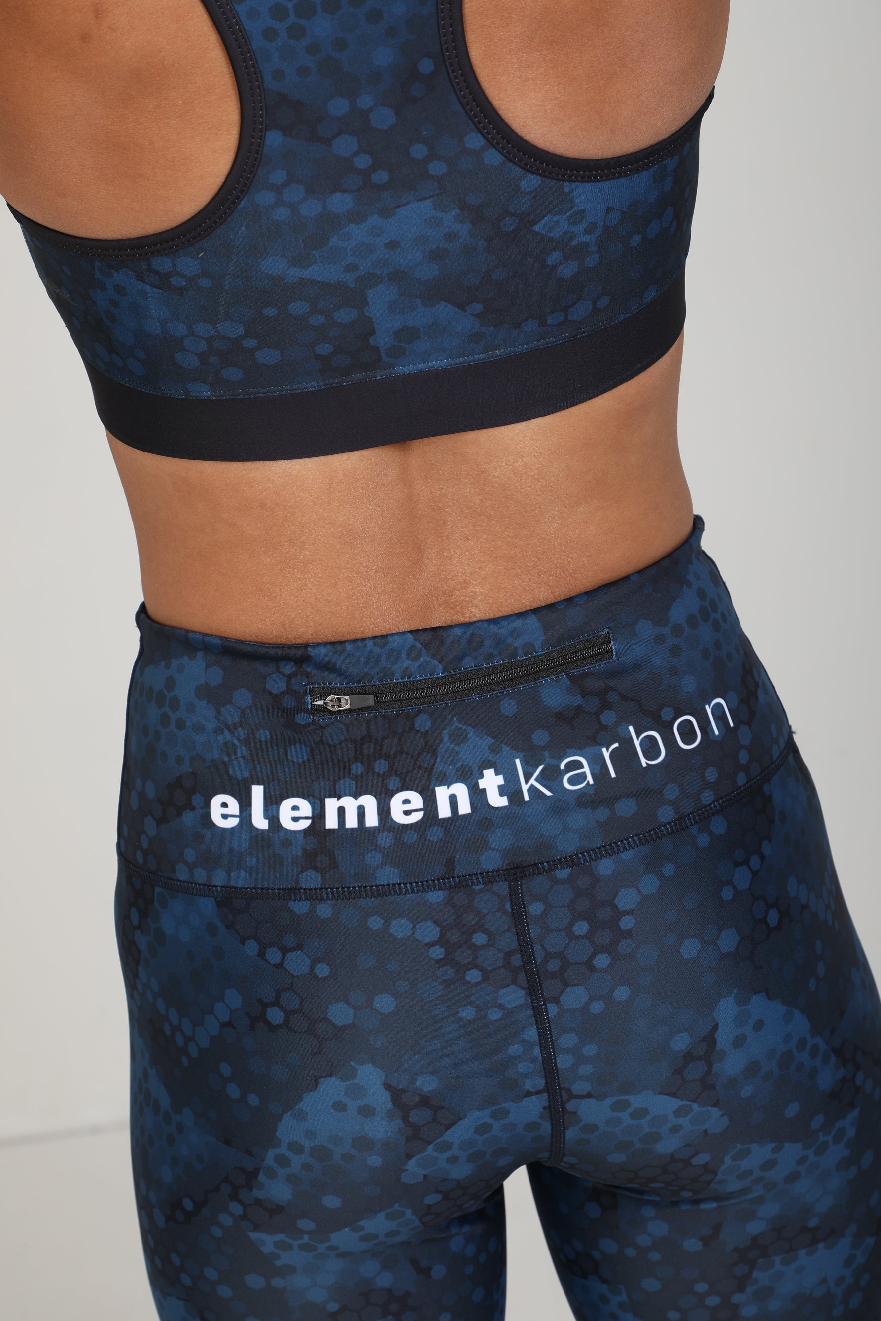 Waist Pocket Leggings - Midnight Blue Hexagon